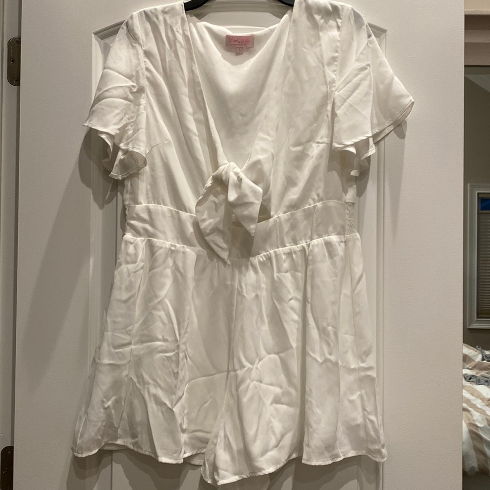 White tie front romper